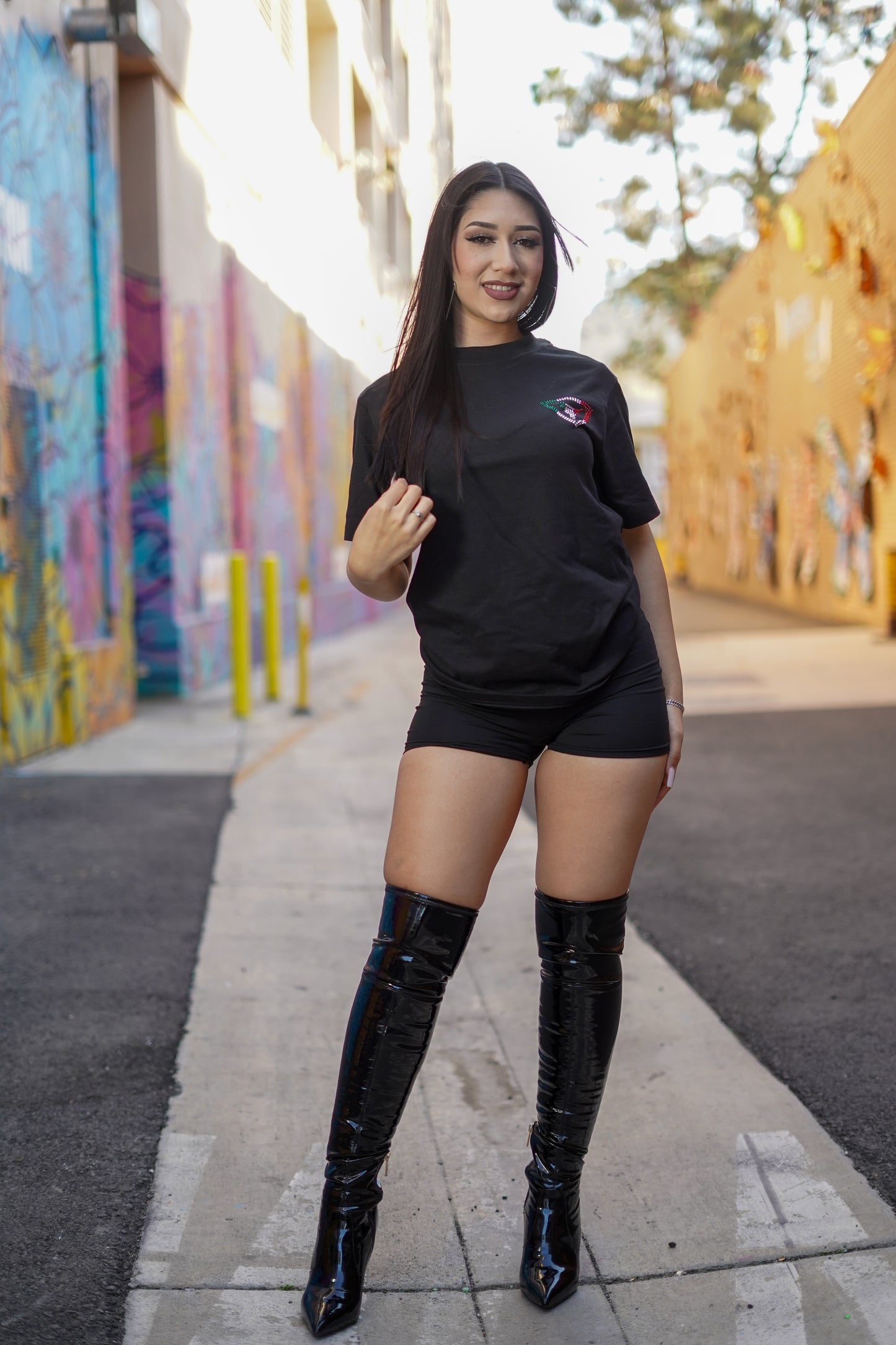 VIRGIN MARY RHINESTONE T SHIRT UNI-SEX COLORED