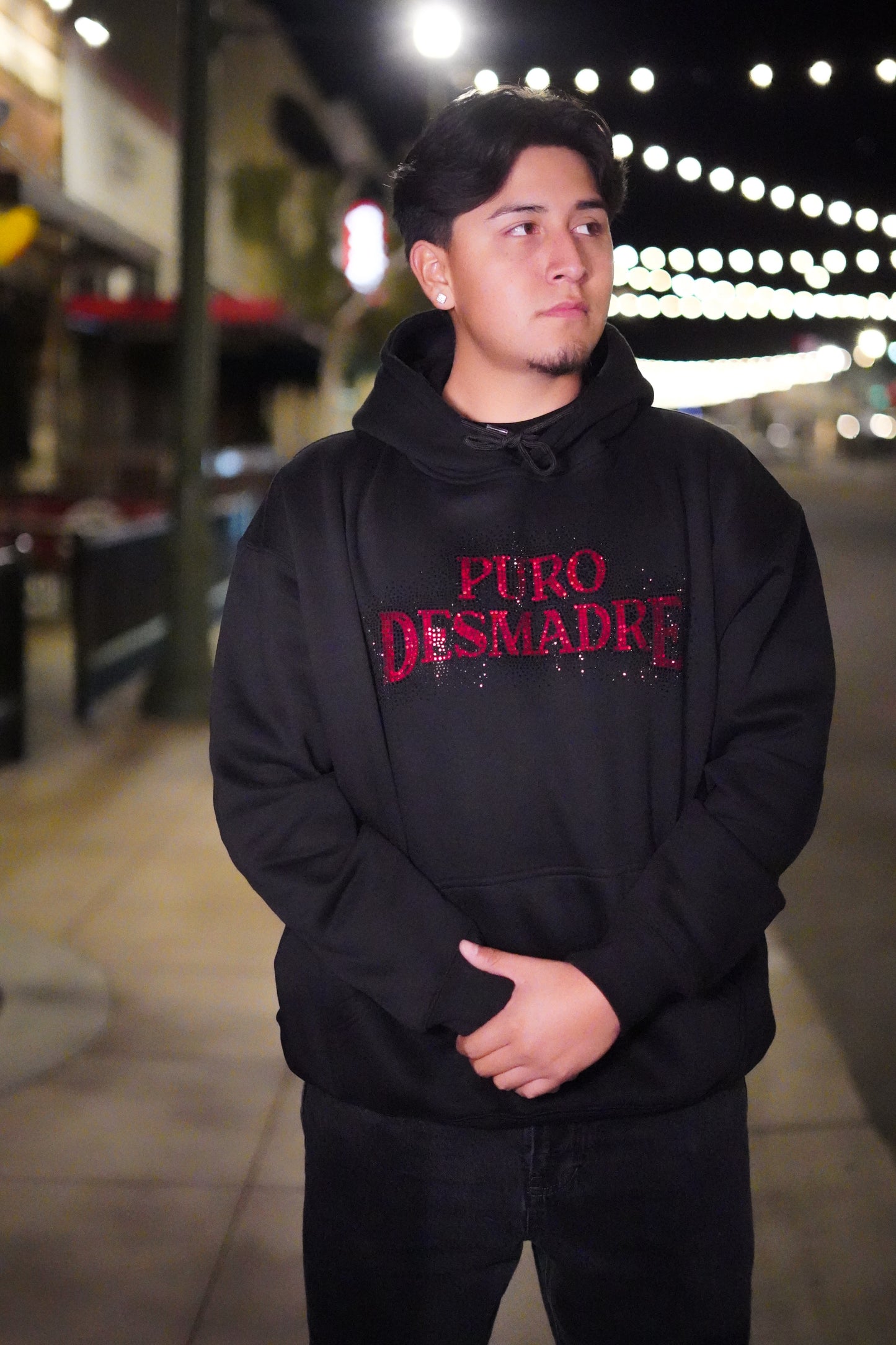 RED & BLACK RHINESTONE HOODIE
