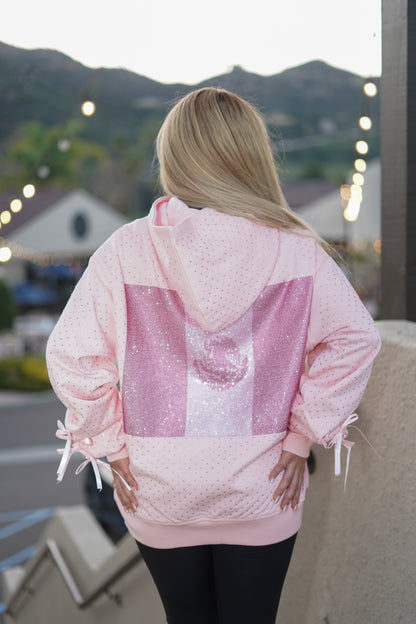 Pink Mexico Rhinestone FLAG HOODIE