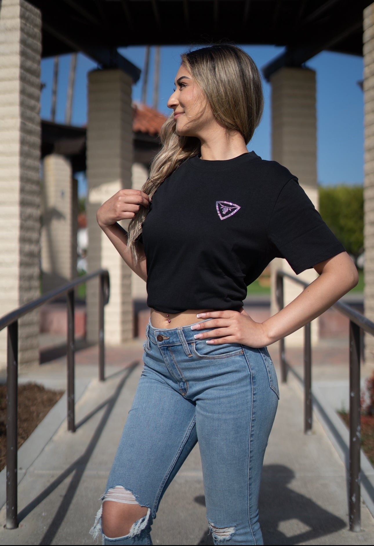 Puro Desmadre Pink Rhinestone Shirt