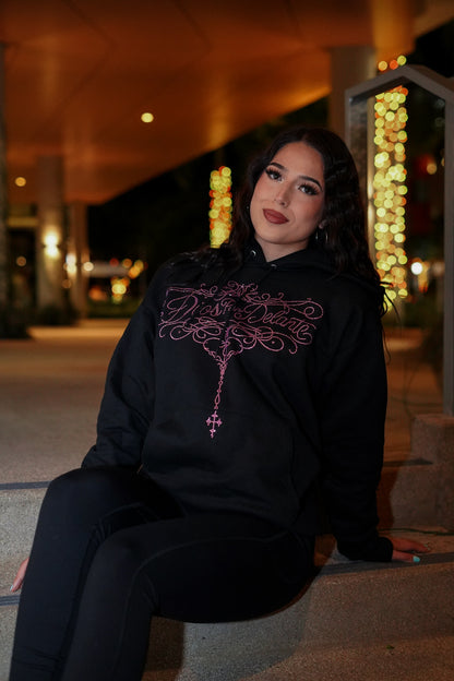 Dios Por Delante Pink Rhinestone Hoodie