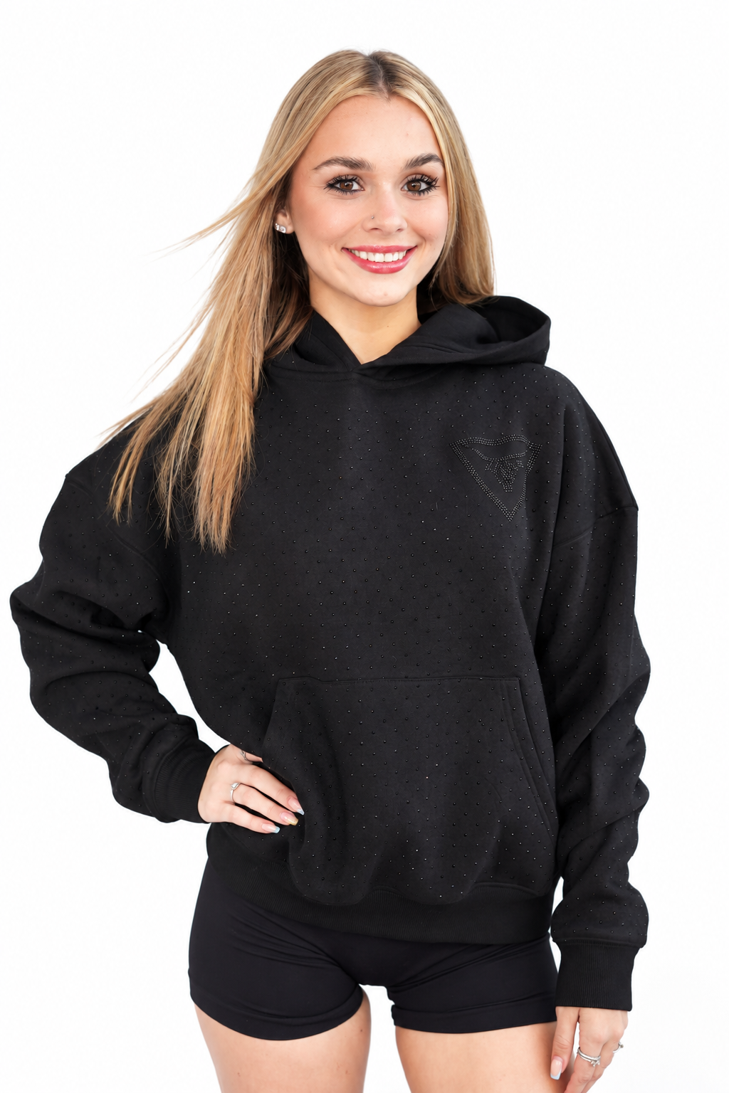 VIRGIN MARY RHINESTONE HOODIE SILVER UNI-SEX