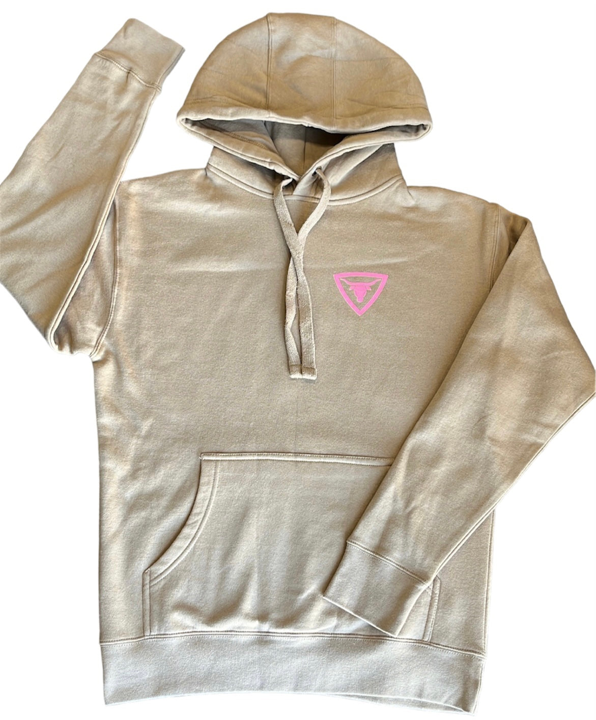 Khaki hoodie “Pink Bubble Letters”