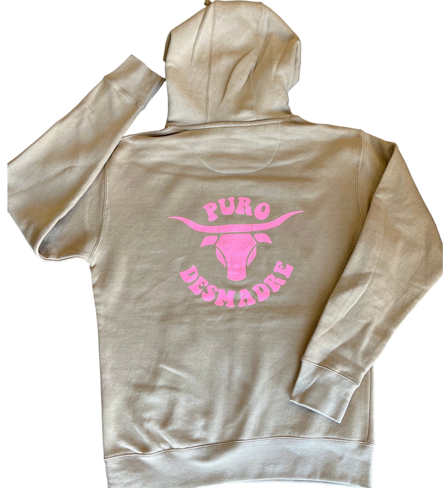 Puro Desmadre khaki & Pink Hoodie