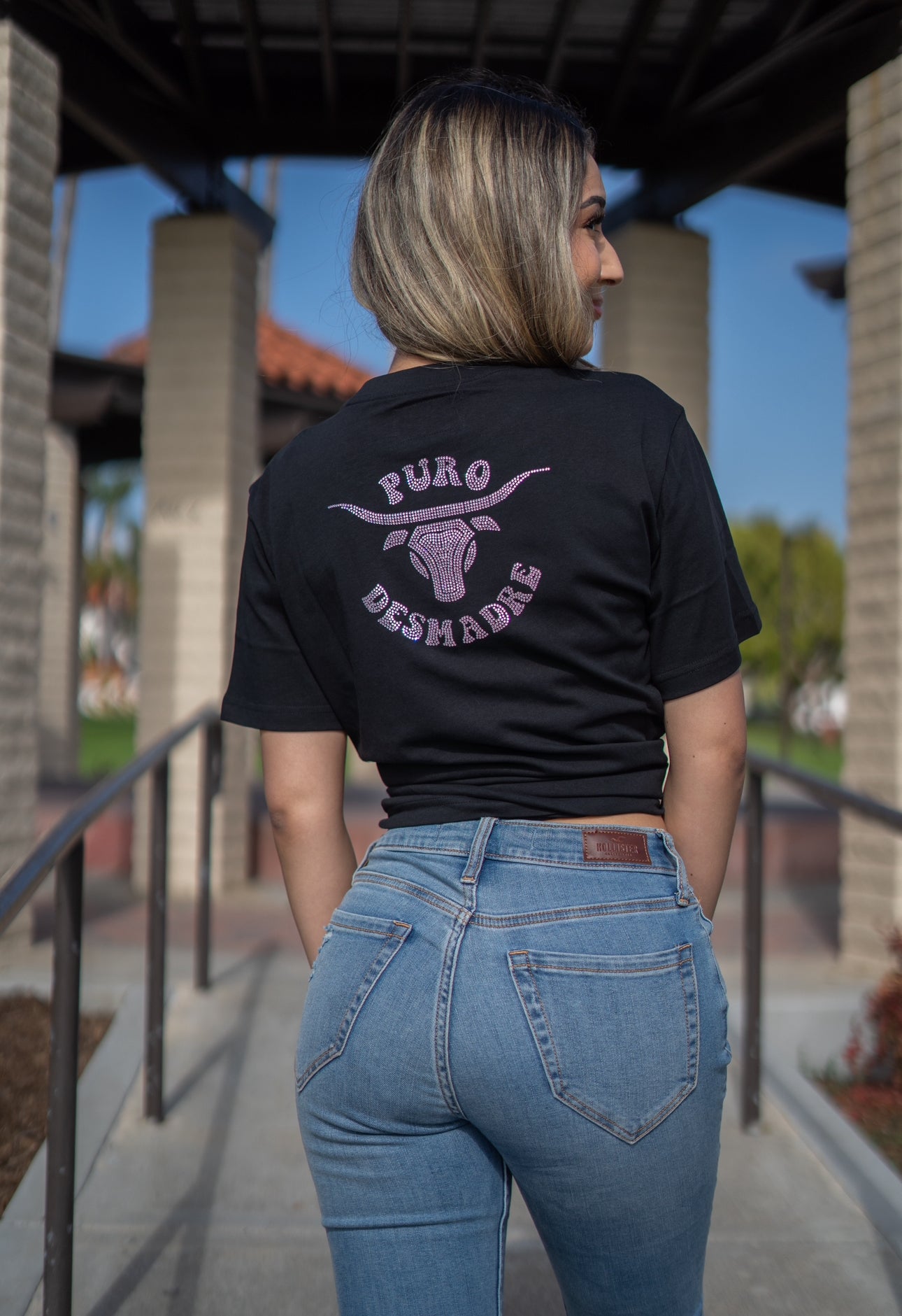 Puro Desmadre Pink Rhinestone Shirt