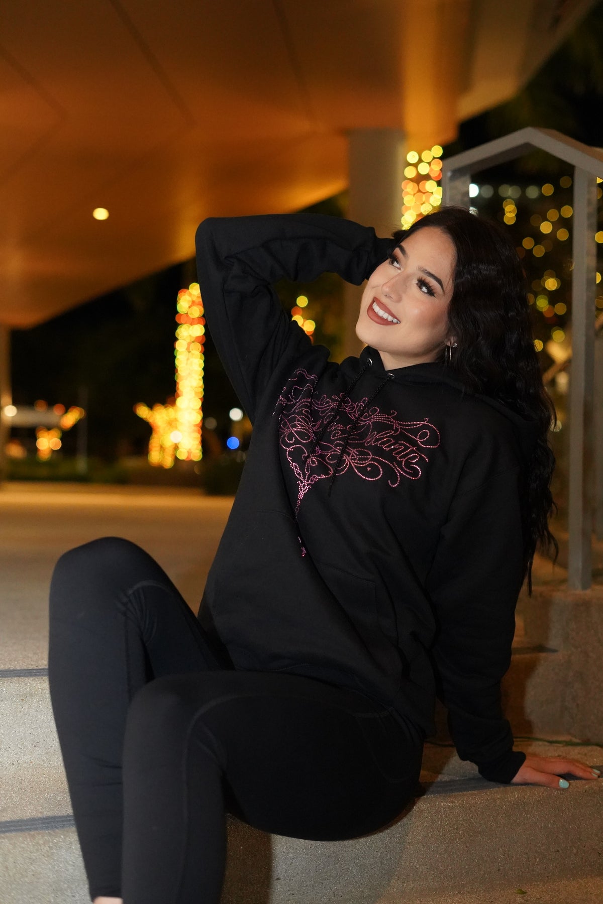 Dios Por Delante Pink Rhinestone Hoodie