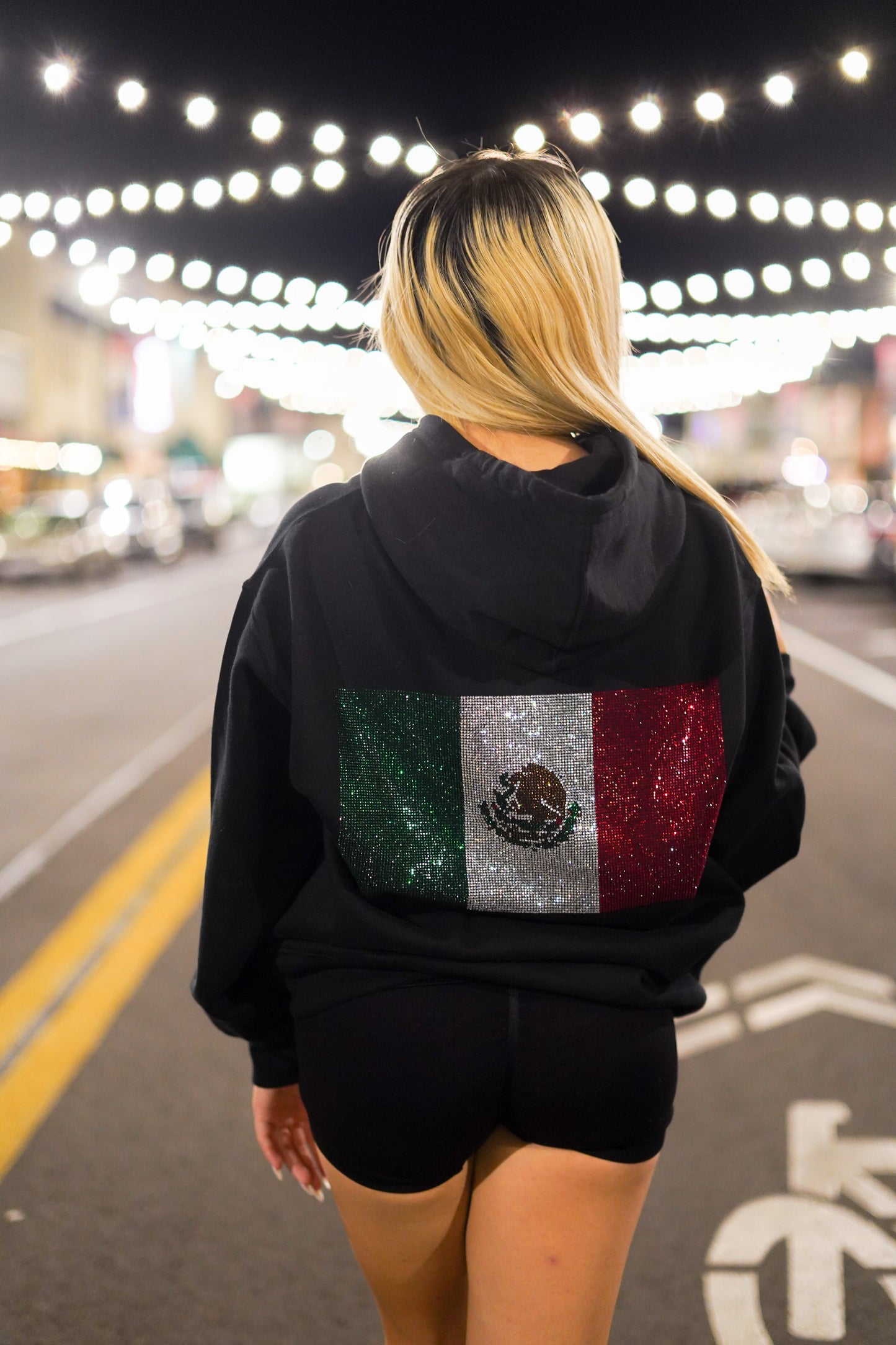 MEXICO RHINESTONE HOOIDE FLAG UNI SEX