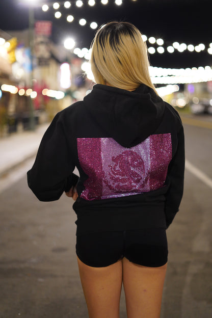 MEXICO RHINESTONE HOOIDE FLAG PINK