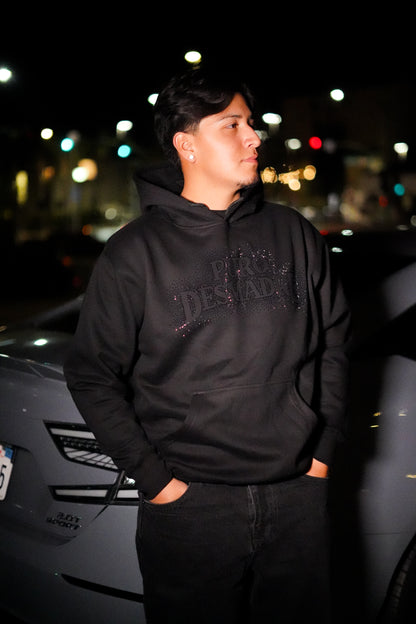 BLACK ON BLACK RHINESTONE HOODIE