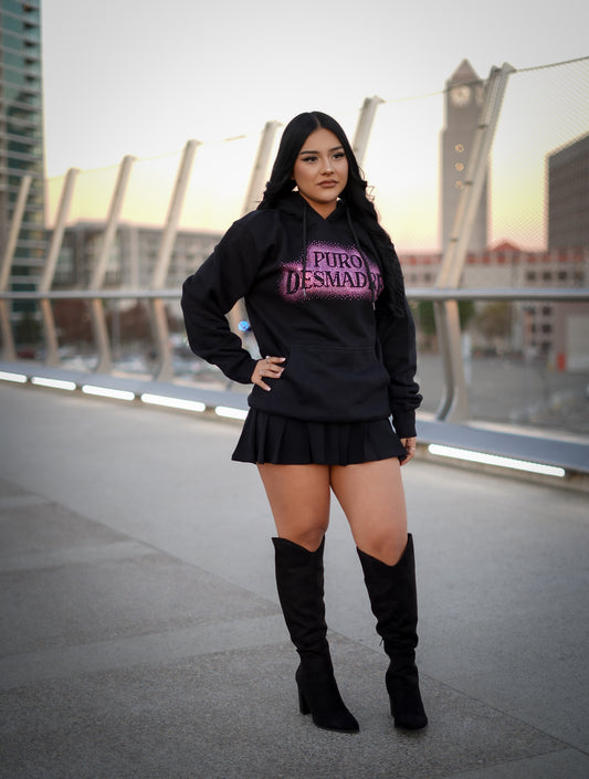 PINK AND BLACK RHINESTONE HOODIE