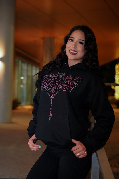 Dios Por Delante Pink Rhinestone Hoodie