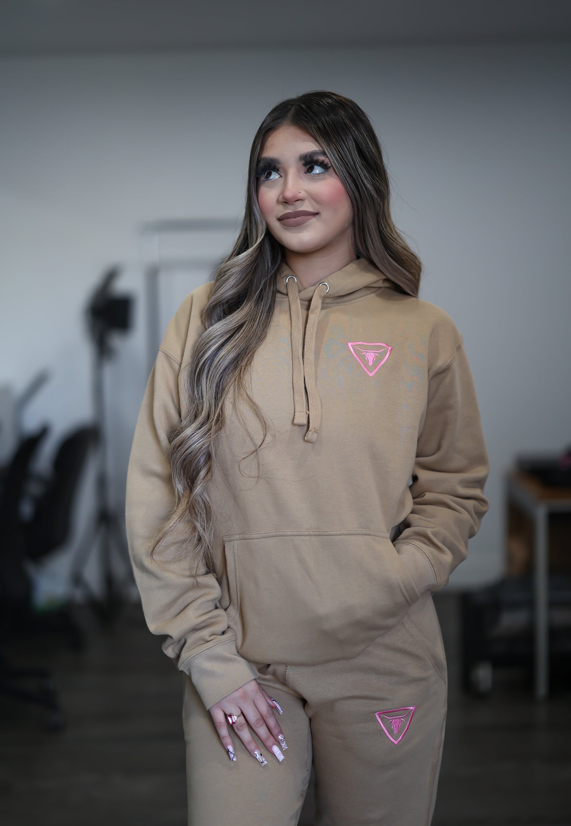 Puro Desmadre Light Brown Hoodie “Embroidered”